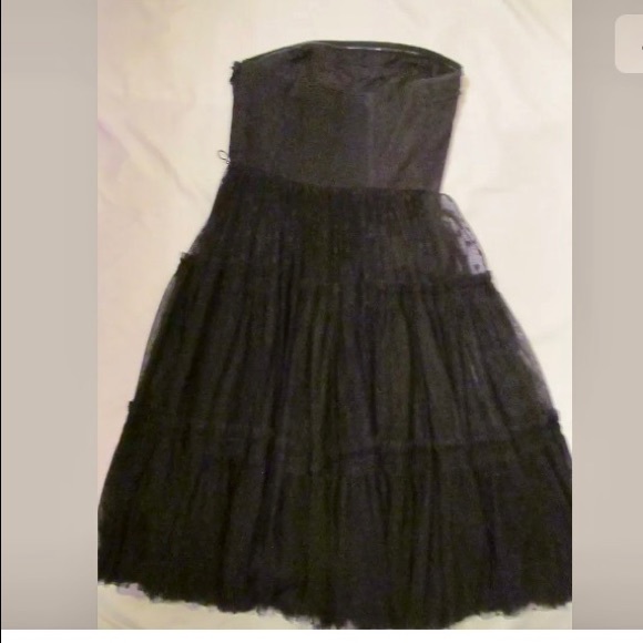 ANTHRO chiffon polka dot boned strapless dress 8 - Picture 4 of 7